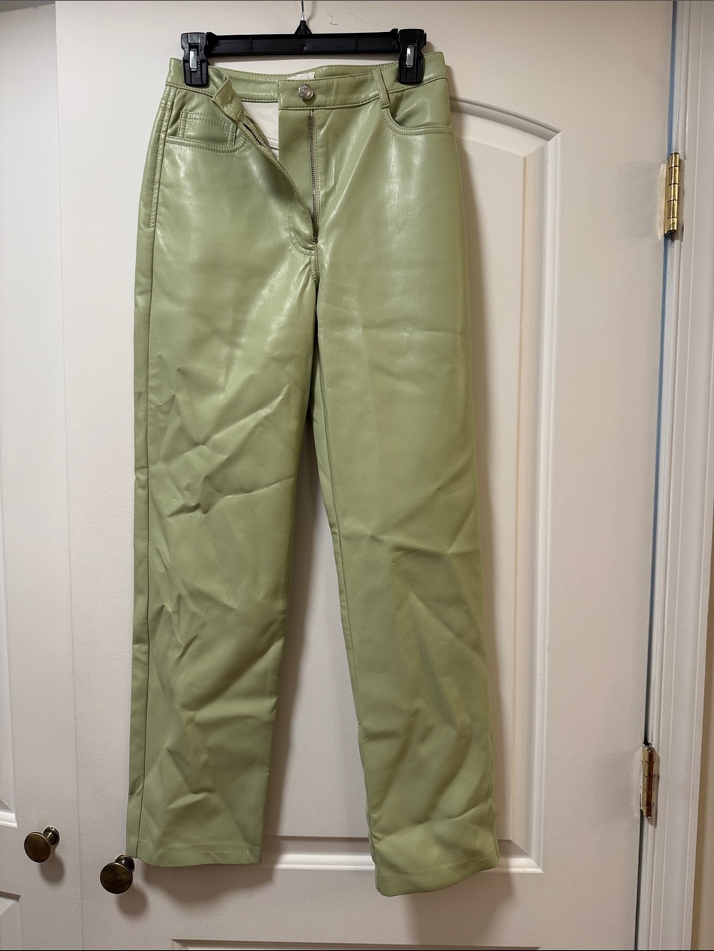 Wilfred Sage Green Straight-Leg Faux Leather Jeans
